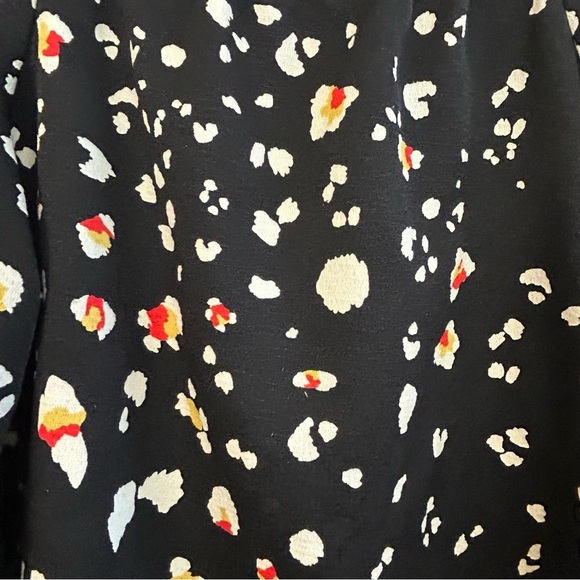 Halogen Black Animal Print Off The Shoulder Ruched Balloon Sleeves Size Small - Picture 9 of 9
